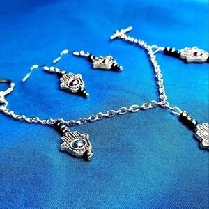 Handmade Hamsa Bracelet and Earring set